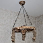 Otantik Çarşı Ahşap Halatlı Teker Avize 50 cm.  3lü thumbnail 1