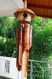 Hasır Kuş Yuvalı Bambu Rüzgar Çanı 45 cm thumbnail 9