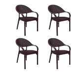 4 Adet bambu Plastik rattan Sandalye thumbnail 1
