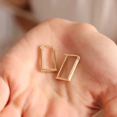 Altın Halka Küpe Rectangle 2.0 cm thumbnail 1