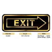 Abs Lüx Çift Katlı Yönlendirme Levhası Siyah-Altın Exit Sağ Yön thumbnail 2
