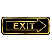 Abs Lüx Çift Katlı Yönlendirme Levhası Siyah-Altın Exit Sağ Yön thumbnail 1