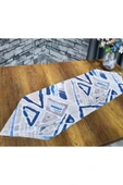 Çeyiz Diyarı Geometrik Lüx Runner Mavi thumbnail 4