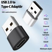 Usb To Type-C Dişi Çevirici Dönüştürücü Adaptör thumbnail 3