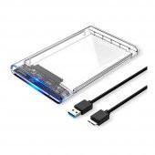 Kuvars 2.5 İnç Sata Usb 3.0 Harddisk Kutusu - Şeffaf - Micro Usb thumbnail 1