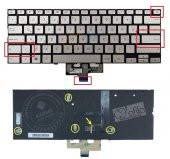 Asus UX433F, UX433Fa, UX433Fn Notebook Klavye Silver TR Backlit thumbnail 2