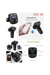 Carx8 Bluetooth Araç Kiti Fm Transmitter Micro Sd Usb Girişli thumbnail 2