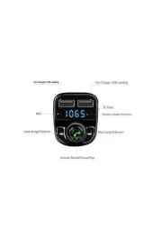 Siyah Bluetooth Fm Transmitter Car X8 thumbnail 3