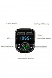 Carx8 Bluetooth Araç Kiti Fm Transmitter thumbnail 1
