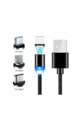 Mmctech Iphone Android Samsung Manyetik Mıknatıslı Şarj Kablosu Micro Usb Type-c Uyumlu thumbnail 1