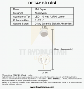 TT Aydınlatma TT317-BY  Stilla Modeli Mat Beyaz Led Avize thumbnail 3
