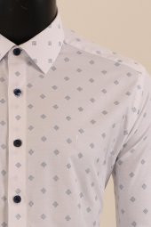 Uzun Kol Slim Fit Desenli Gömlek thumbnail 9