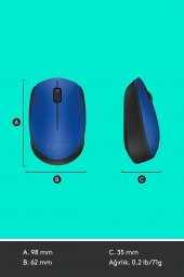 Logitech M171 Kablosuz Usb Alıcılı Optik Mouse Mavi thumbnail 8