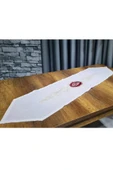 Sinem Lüx Keten Runner Krem Bordo thumbnail 5