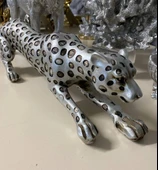 Leopar Eskitme Gümüş Dekoratif Biblo thumbnail 1