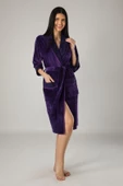 Lila Dantelli Bambo Cotton Bayan Sabahlık thumbnail 1