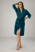 Lila Dantelli Bambo Cotton Bayan Sabahlık thumbnail 3