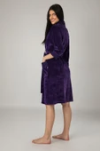 Lila Dantelli Bambo Cotton Bayan Sabahlık thumbnail 2