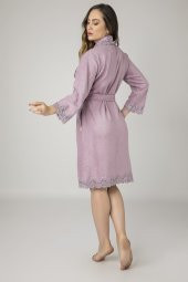 Pudra Dantelli Bambo Cotton Bayan Bornozu thumbnail 2