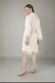 Lacivert Saten Bukle Bambu Cotton Bayan Bornozu thumbnail 6