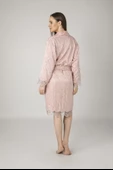Lacivert Saten Bukle Bambu Cotton Bayan Bornozu thumbnail 4