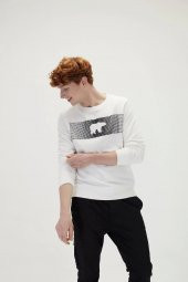Fancy Crewneck Off Whıte Sweatshirt thumbnail 1