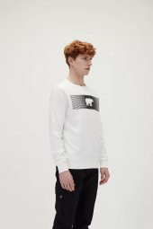 Fancy Crewneck Off Whıte Sweatshirt thumbnail 3