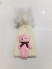 Peluş Ayıcıklı Ponponlu Çocuk Beresi  PEMBE thumbnail 8