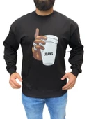 Braazi Erkek Basic Baskılı Sweatshirt St01533 thumbnail 2
