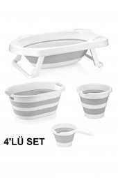 Katlanabilir Banyo Seti Gri 4 lü Set thumbnail 3