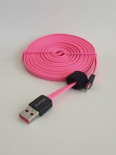 The Kase Lightning Şarj Data Kablosu 3mt Pembe thumbnail 4