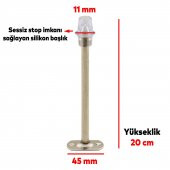 Kapı Stoperi Tamponu 20 cm Krom Metal Vidalı Kapı Stopu Silikonlu thumbnail 3