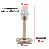 Kapı Stoperi Tamponu 10 cm Krom Metal Vidalı Kapı Stopu Silikonlu thumbnail 3