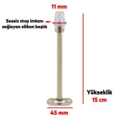 Kapı Stoperi Tamponu 15 cm Krom Metal Vidalı Kapı Stopu Silikonlu thumbnail 3