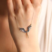 14 Ayar Altın Angel Kolye Blue Topaz thumbnail 3