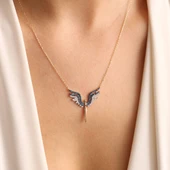 14 Ayar Altın Angel Kolye Blue Topaz thumbnail 2
