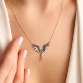 14 Ayar Altın Angel Kolye Blue Topaz thumbnail 1