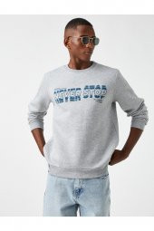 Bisiklet Yaka Baskılı Sweatshirt thumbnail 1