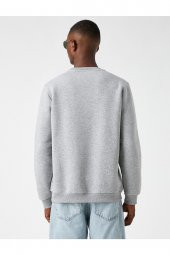 Bisiklet Yaka Baskılı Sweatshirt thumbnail 4