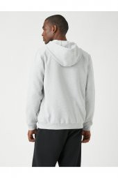 Dokulu Kapşonlu Fermuarlı Sweatshirt thumbnail 10