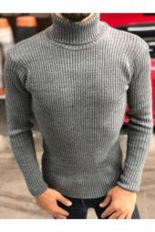 Boğazlı Slim Fit Triko Kazak thumbnail 1