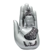Shakyamuni Amitabha Buda Eli Gümüş Biblo 18 cm thumbnail 1
