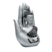 Shakyamuni Amitabha Buda Eli Gümüş Biblo 18 cm thumbnail 2