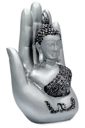 Shakyamuni Amitabha Buda Eli Gümüş Biblo 18 cm thumbnail 6