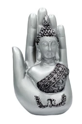 Shakyamuni Amitabha Buda Eli Gümüş Biblo 18 cm thumbnail 5
