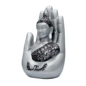 Shakyamuni Amitabha Buda Eli Gümüş Biblo 18 cm thumbnail 3