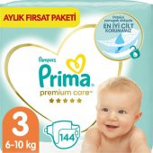 Prima Premium Care 3 Numara Midi 144'lü Bebek Bezi thumbnail 1