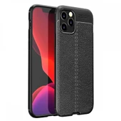 Apple iPhone 12 Pro Max 6.7'' Deri Görünümlü Silikon Siyah thumbnail 1