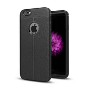 Apple iPhone 6S Deri Görünümlü Silikon Siyah thumbnail 1