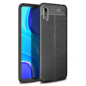 Xiaomi Redmi 9A Deri Görünümlü Silikon Siyah thumbnail 1